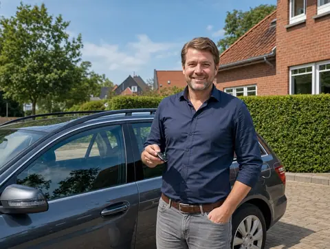 Verkäufer aus Ratingen mit dem verkauften Fahrzeug